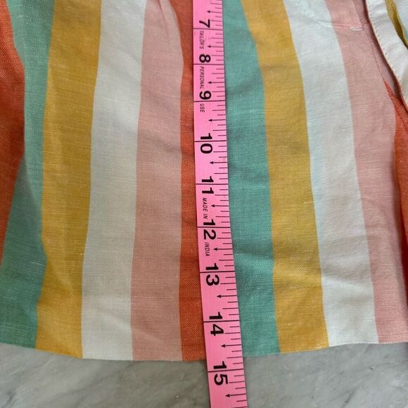 LOFT Paperbag Striped Tie Waist Shorts Sz M Linen blend NWT - Picture 8 of 8